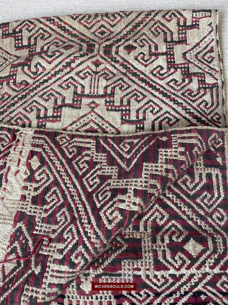 1519 Semi-Antique Three Colored Pua Pilih Dayak Weaving Borneo-WOVENSOULS-Antique-Vintage-Textiles-Art-Decor