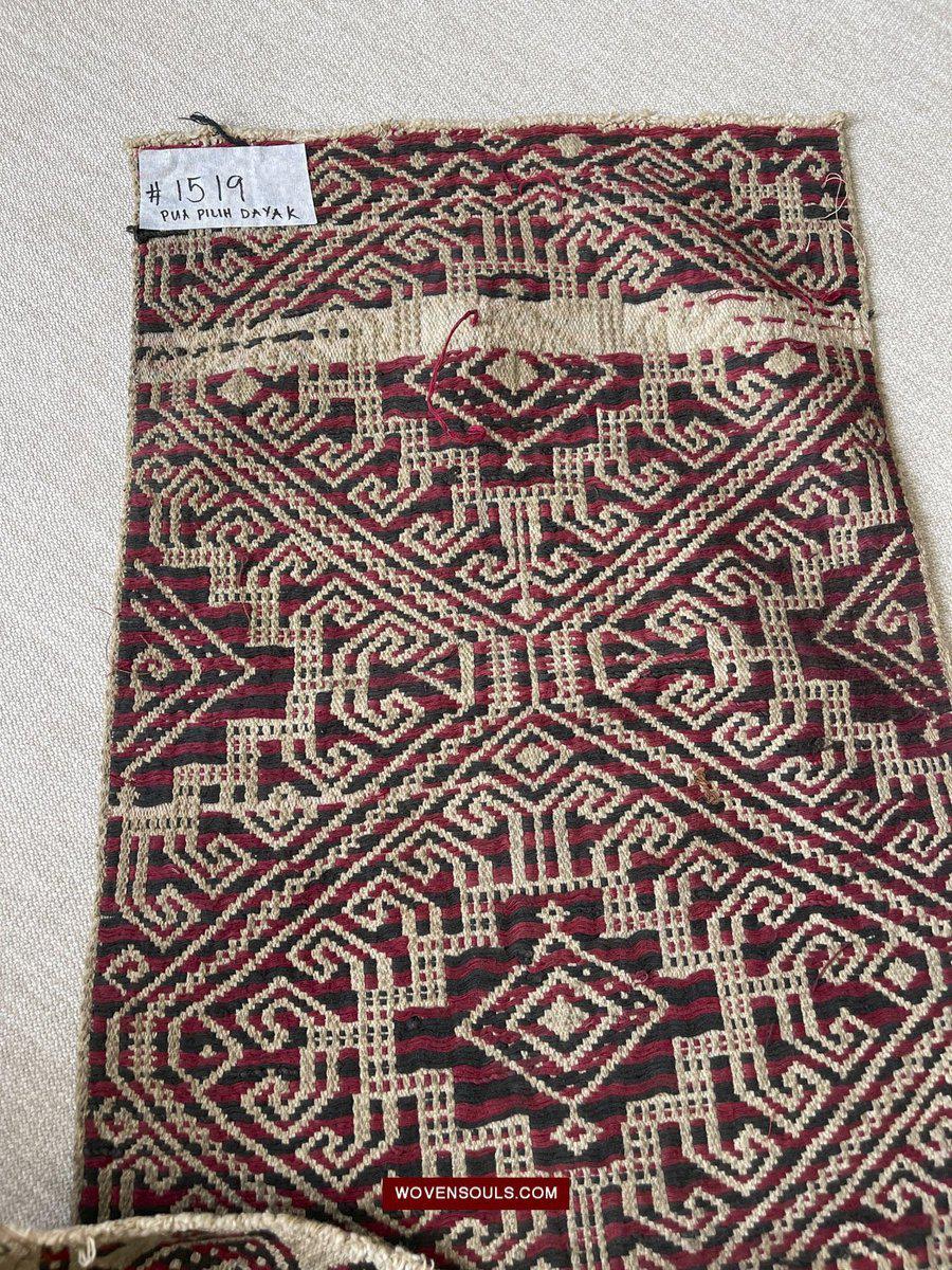 1519 Semi-Antique Three Colored Pua Pilih Dayak Weaving Borneo-WOVENSOULS-Antique-Vintage-Textiles-Art-Decor