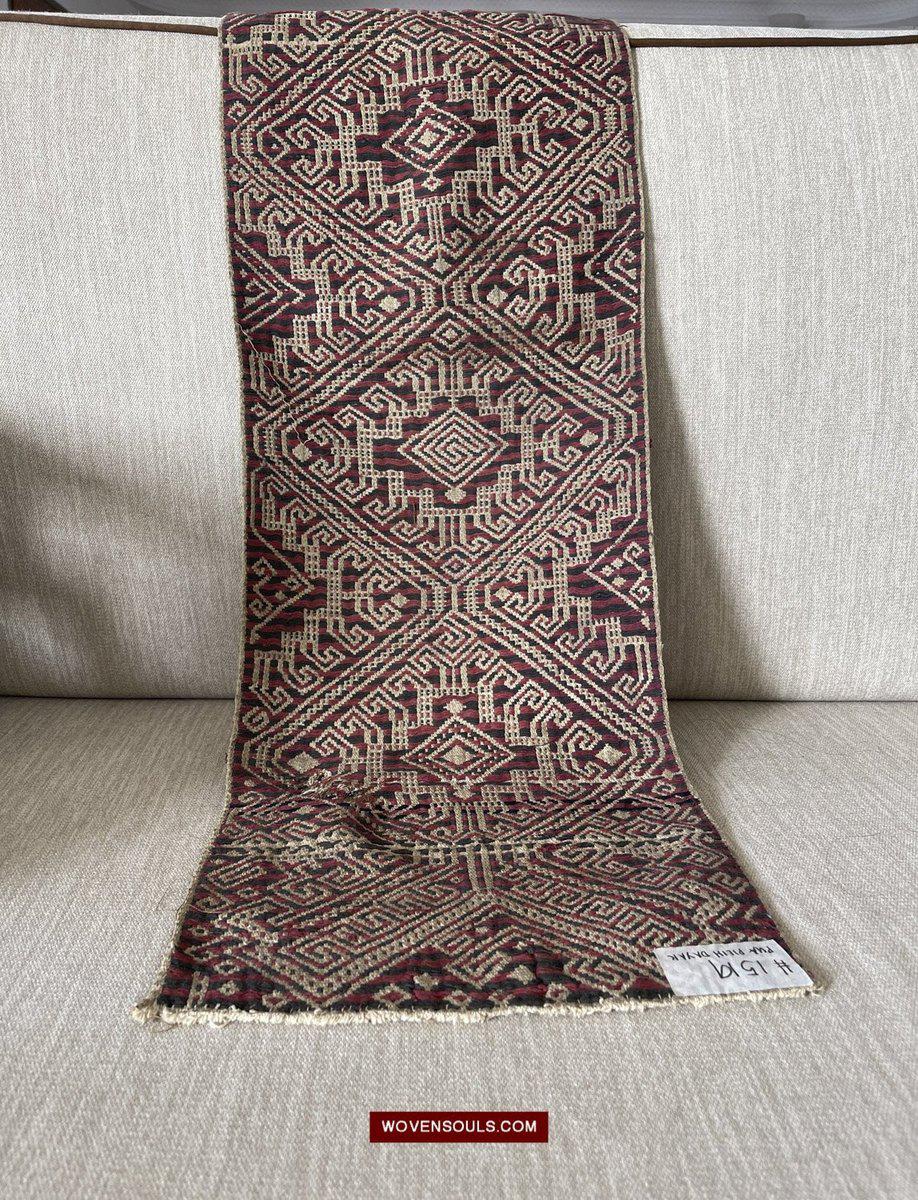 1519 Semi-Antique Three Colored Pua Pilih Dayak Weaving Borneo-WOVENSOULS-Antique-Vintage-Textiles-Art-Decor