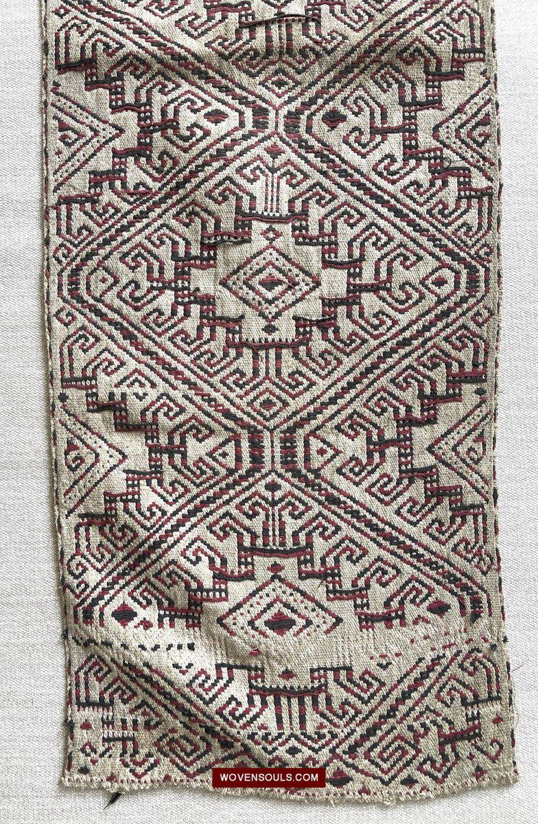 1519 Semi-Antique Three Colored Pua Pilih Dayak Weaving Borneo-WOVENSOULS-Antique-Vintage-Textiles-Art-Decor
