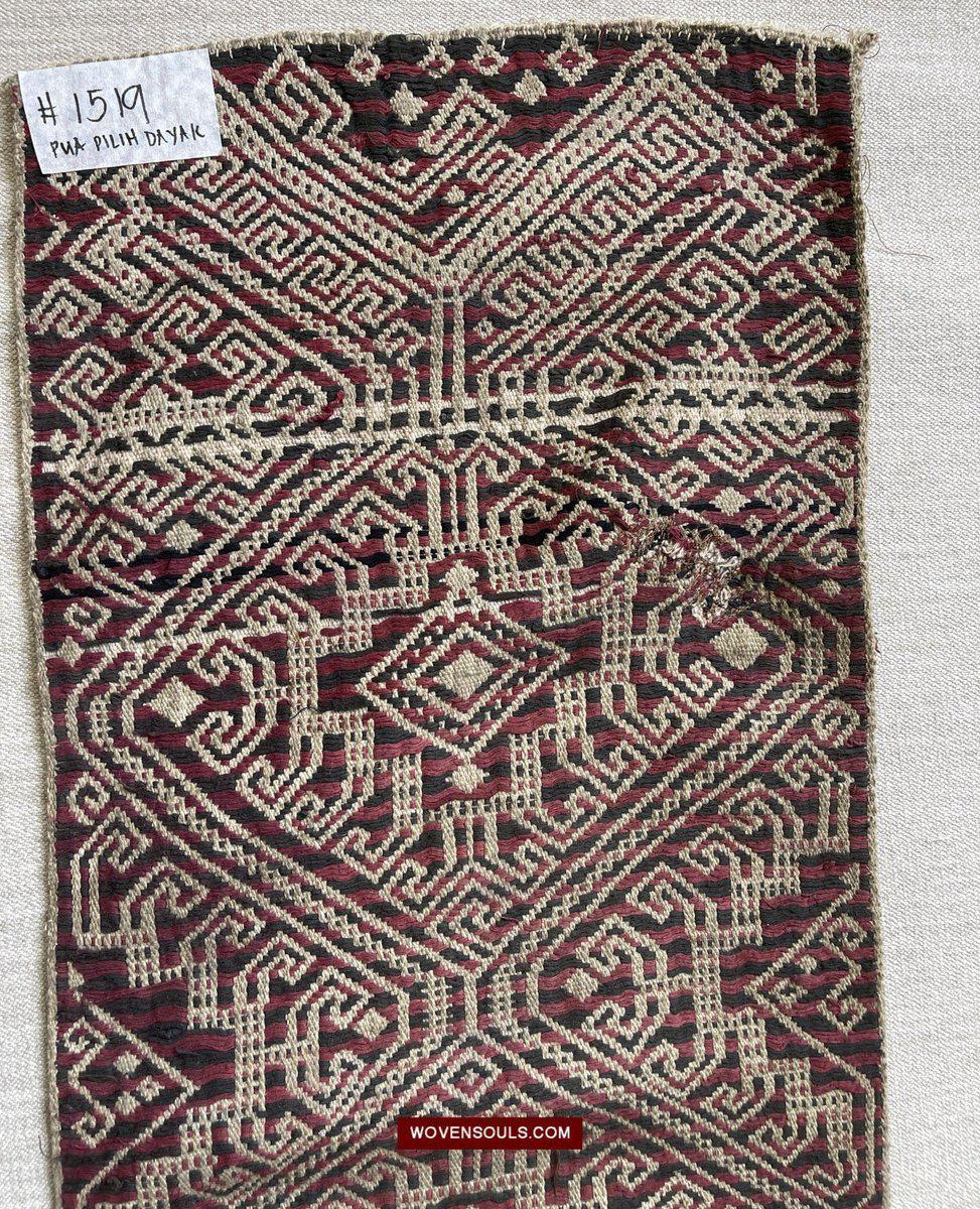 1519 Semi-Antique Three Colored Pua Pilih Dayak Weaving Borneo-WOVENSOULS-Antique-Vintage-Textiles-Art-Decor