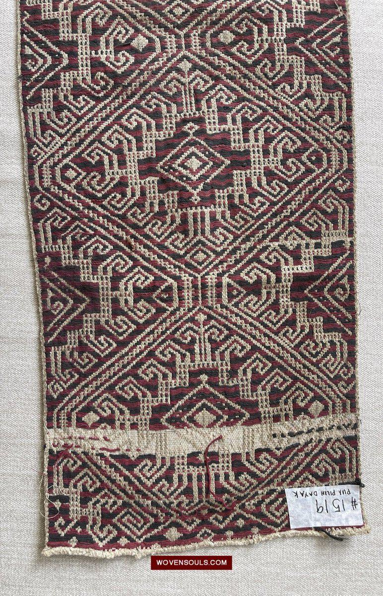 1519 Semi-Antique Three Colored Pua Pilih Dayak Weaving Borneo-WOVENSOULS-Antique-Vintage-Textiles-Art-Decor