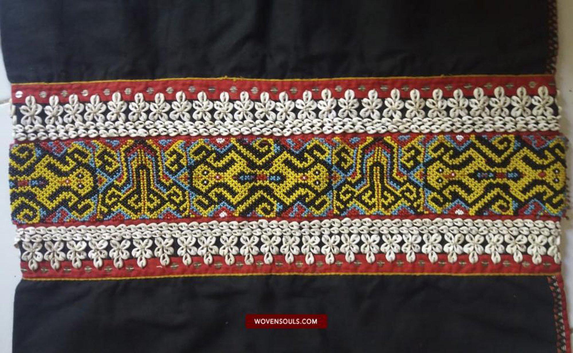 1521 Museum Quality Antique Iban Wedding Skirt Beaded Band Kain Lekok with Rare Motif-WOVENSOULS-Antique-Vintage-Textiles-Art-Decor