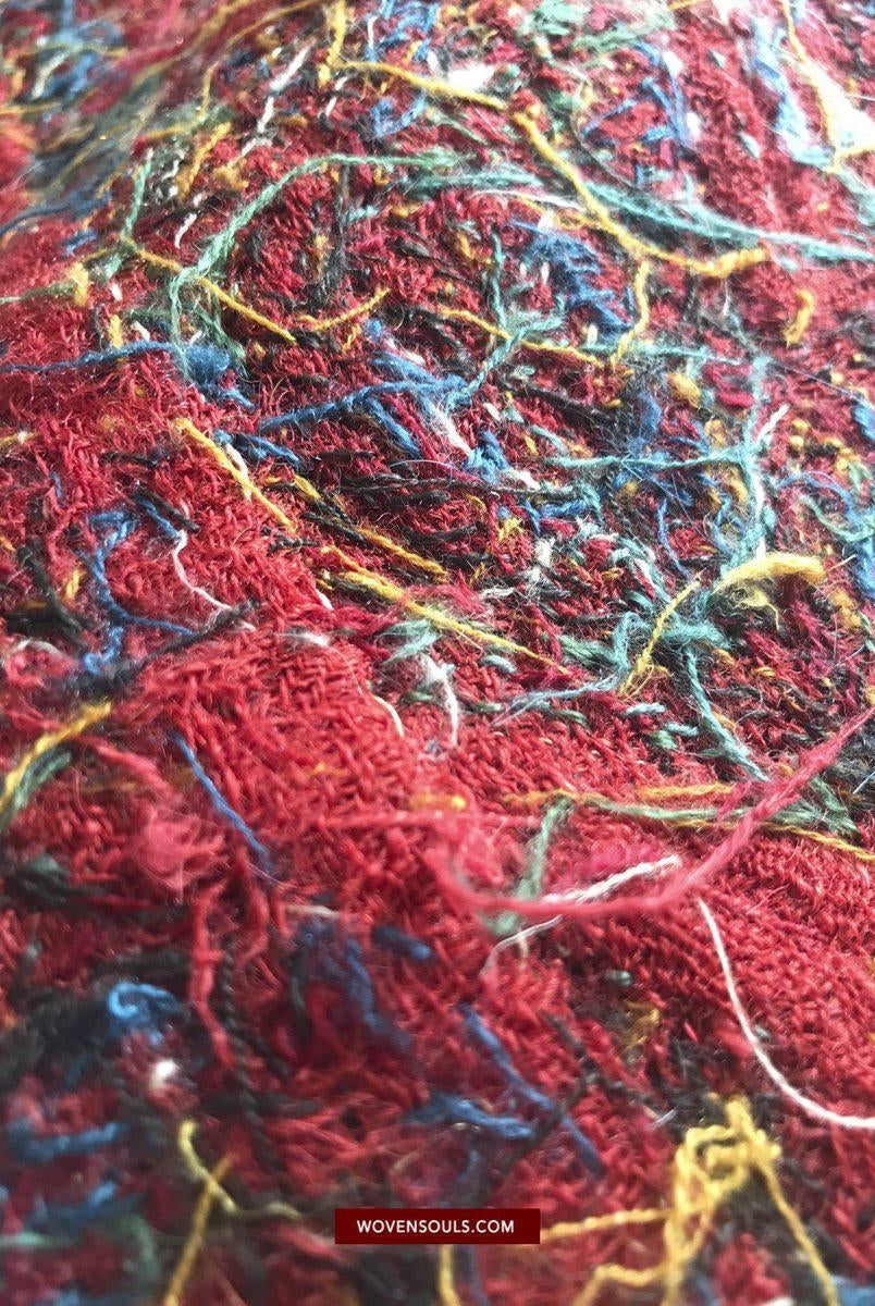 1525 Superb Antique Persian Kerman Embroidered Wool Shawl-WOVENSOULS-Antique-Vintage-Textiles-Art-Decor