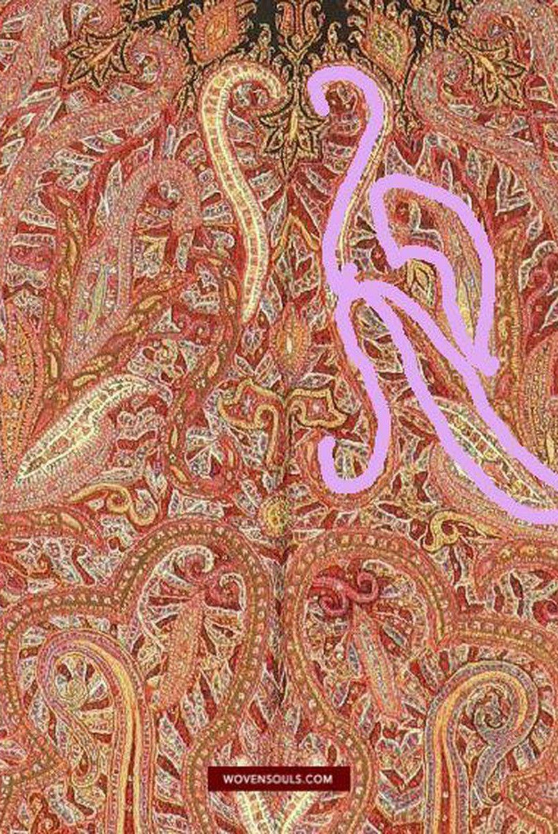 1525 Superbe châle de laine brodé Kerman persan antique-WOVENSOULS-Antique-Vintage-Textiles-Art-Décor