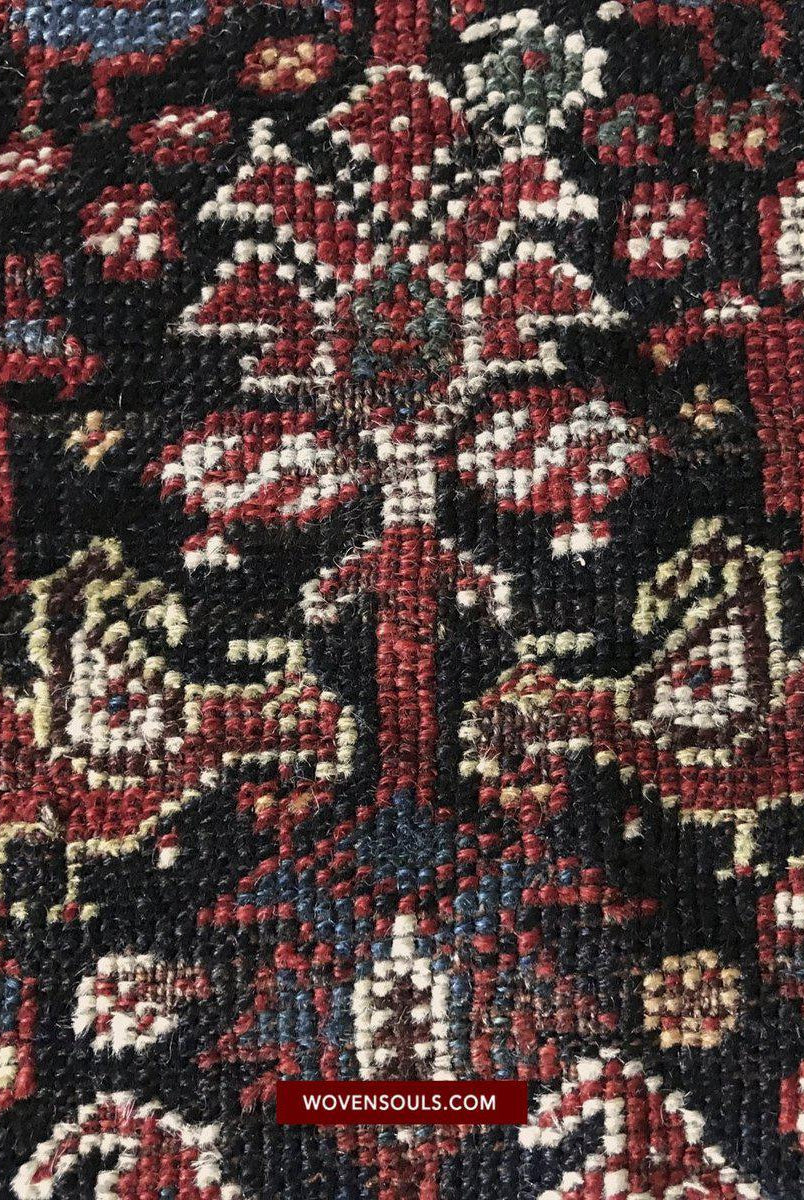 1526 Antique Khamse Bird Rug-WOVENSOULS-Antique-Vintage-Textiles-Art-Decor