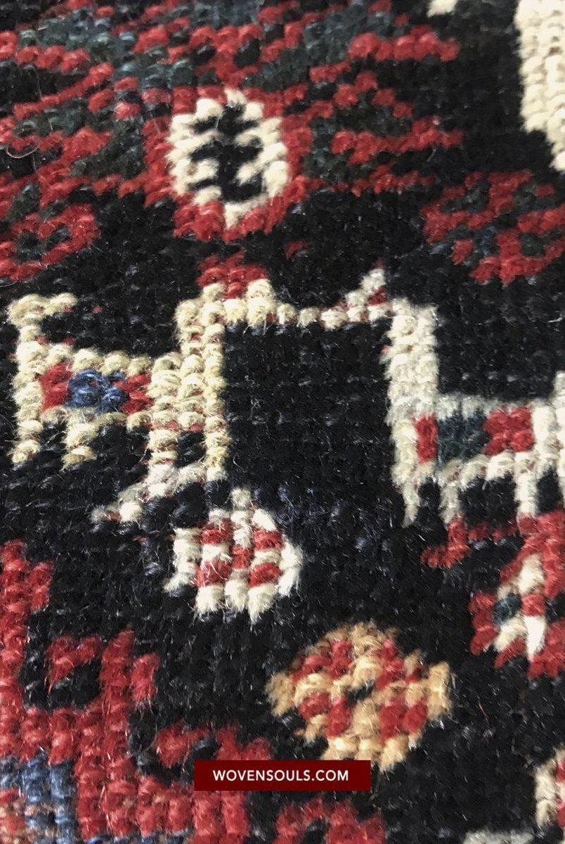 1526 Antique Khamse Bird Rug-WOVENSOULS-Antique-Vintage-Textiles-Art-Decor