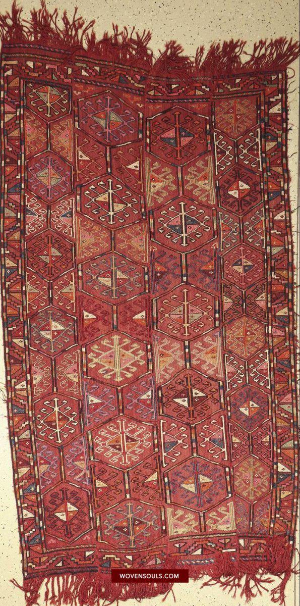1527 Vintage Anatolian Embroidered Cicim Kilim Rug-WOVENSOULS-Antique-Vintage-Textiles-Art-Decor