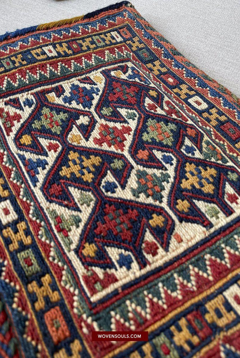 1529 Old Soumac Double Saddle Bag Shahsavan Khorjin-WOVENSOULS-Antique-Vintage-Textiles-Art-Decor