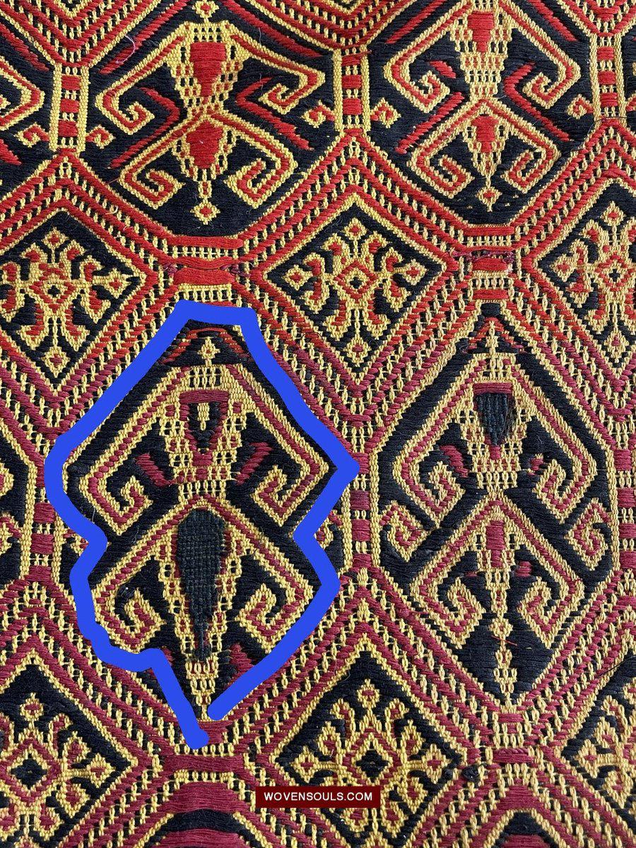 1533 Rare Vintage Woven Pua Figurative Sungkit Sirat from Borneo-WOVENSOULS-Antique-Vintage-Textiles-Art-Decor