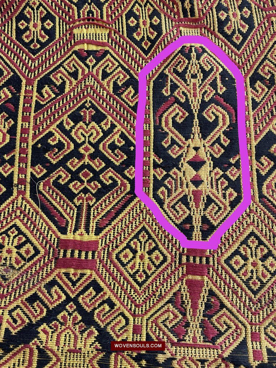 1533 Rare Vintage Woven Pua Figurative Sungkit Sirat from Borneo-WOVENSOULS-Antique-Vintage-Textiles-Art-Decor