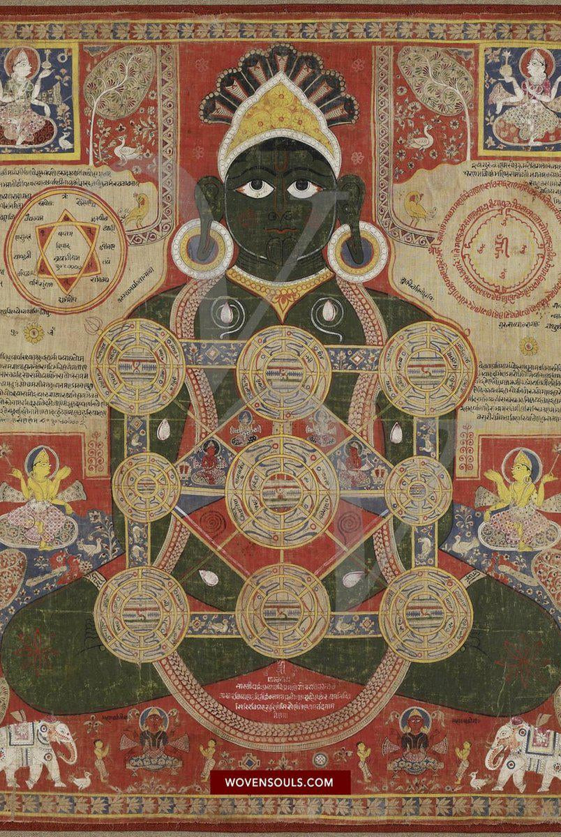 1538 Print of Antique Jain Scroll Pichvai Pichwai-WOVENSOULS-Antique-Vintage-Textiles-Art-Decor