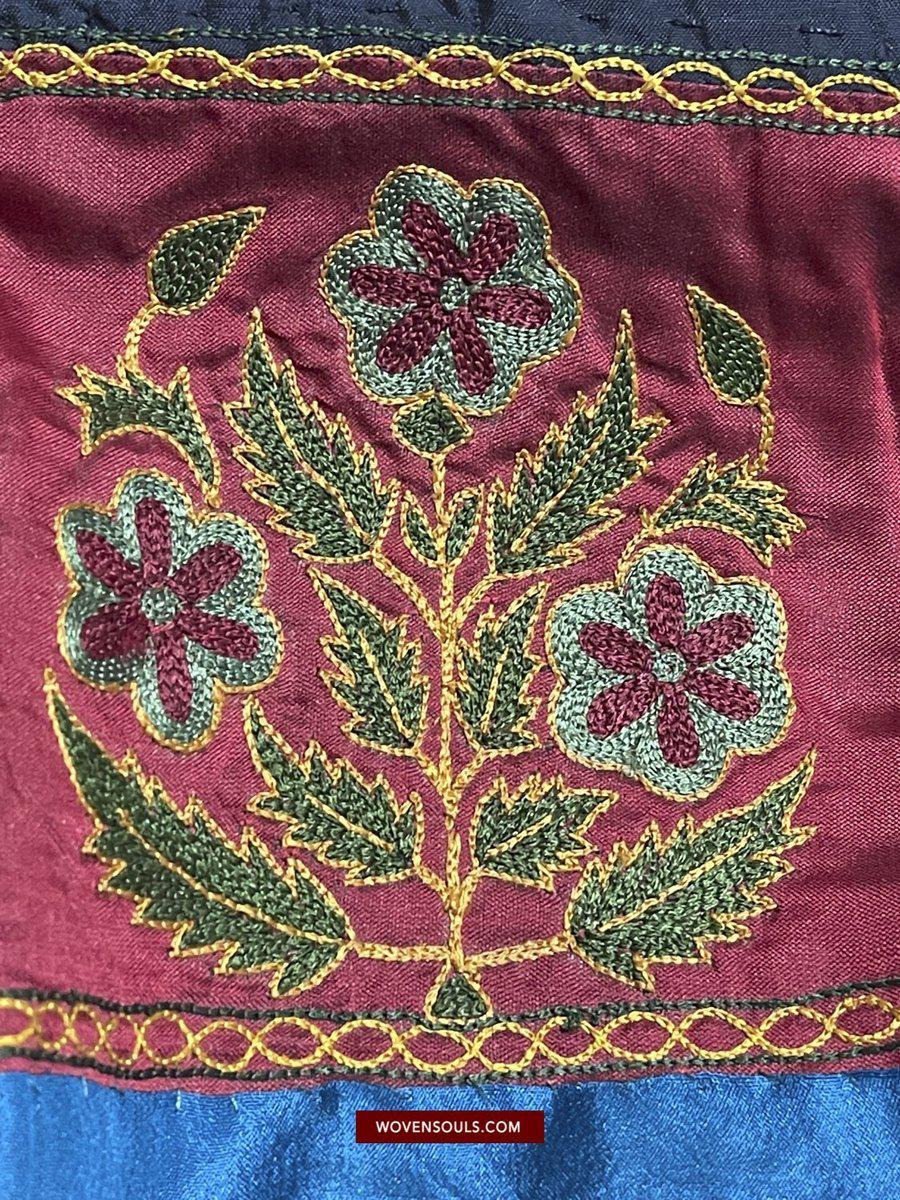 1541 Old Jain Pichvai Silk Mochi Embroidery Art - Lord Mahavir-WOVENSOULS-Antique-Vintage-Textiles-Art-Decor