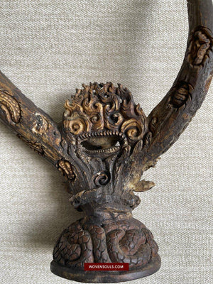 1543 Antique Tantric Ritual Buddhist Six Armed Mahakala Himalayan Art-WOVENSOULS-Antique-Vintage-Textiles-Art-Decor
