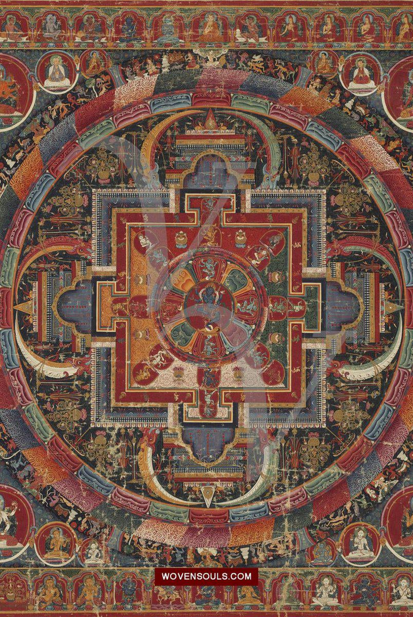1545 Print of Antique Himalayan Thangka Art - Tibetan Mandala-WOVENSOULS-Antique-Vintage-Textiles-Art-Decor