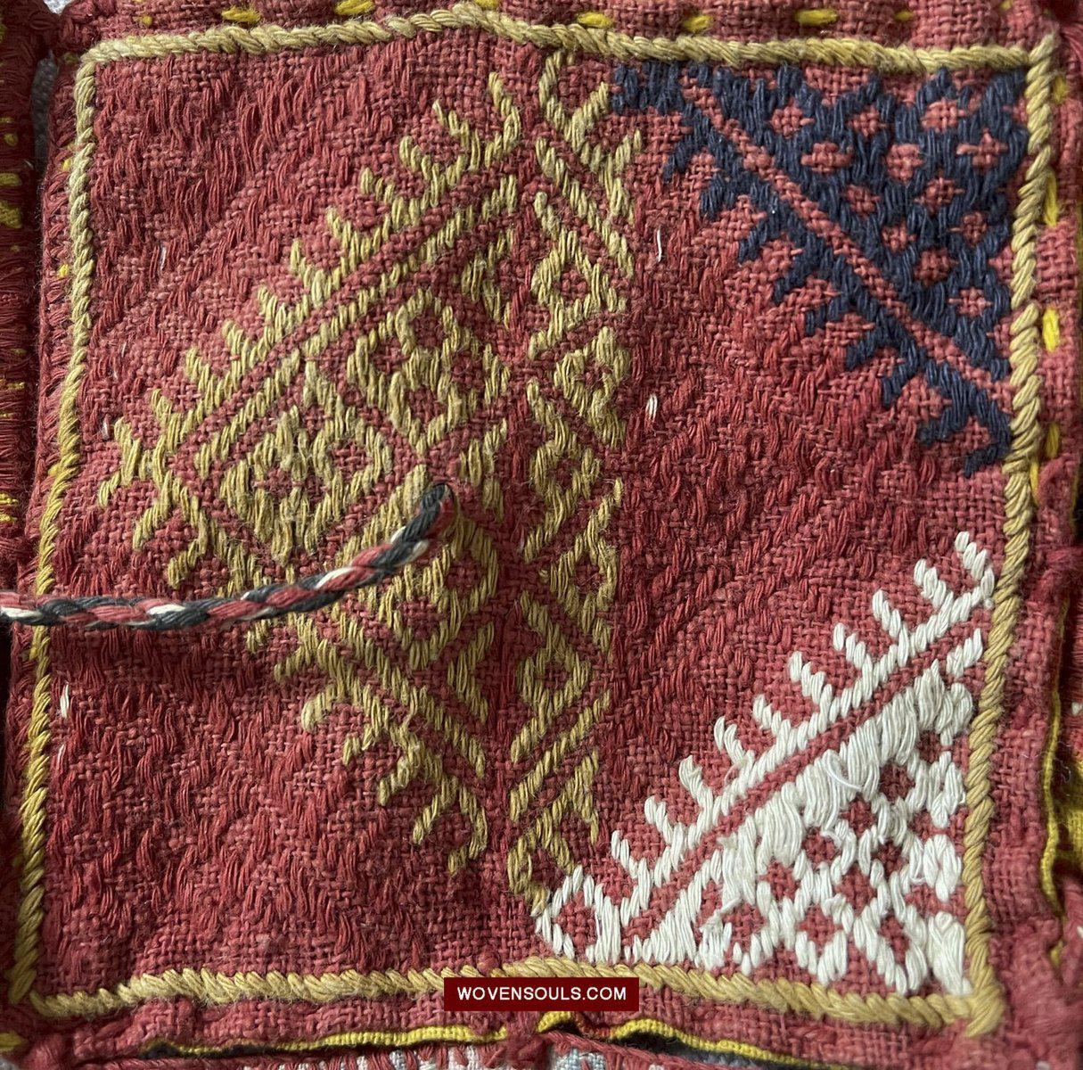 1549 Vintage Banjara Hanging Pouch - unusual format-WOVENSOULS-Antique-Vintage-Textiles-Art-Decor