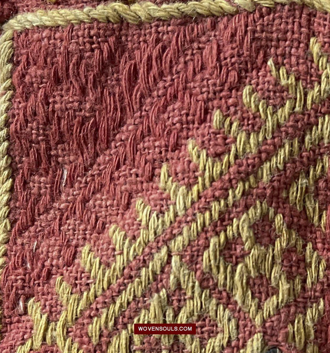 1549 Vintage Banjara Hanging Pouch - unusual format-WOVENSOULS-Antique-Vintage-Textiles-Art-Decor