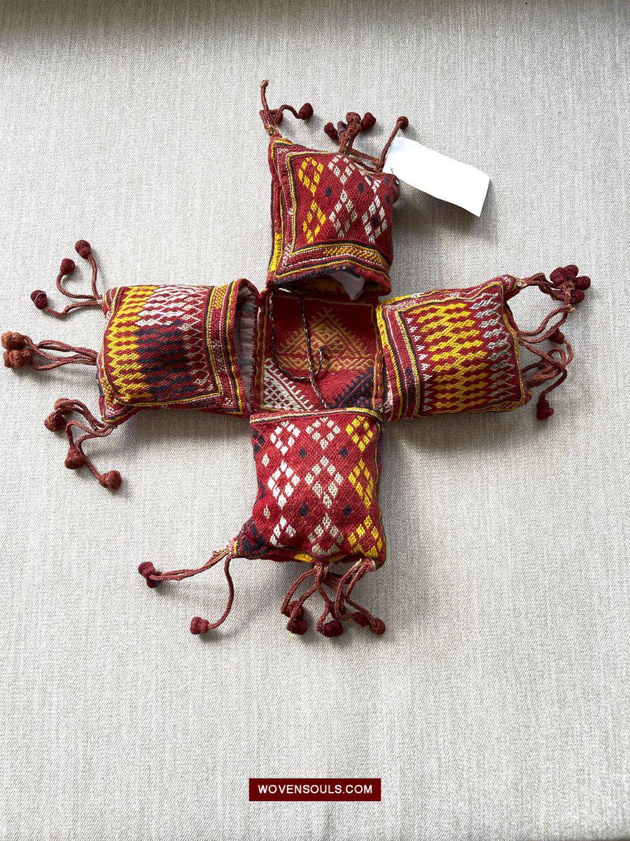1549 Vintage Banjara Hanging Pouch - unusual format-WOVENSOULS-Antique-Vintage-Textiles-Art-Decor