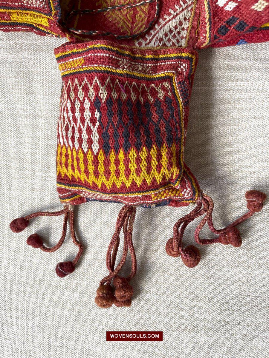 1549 Vintage Banjara Hanging Pouch - unusual format-WOVENSOULS-Antique-Vintage-Textiles-Art-Decor