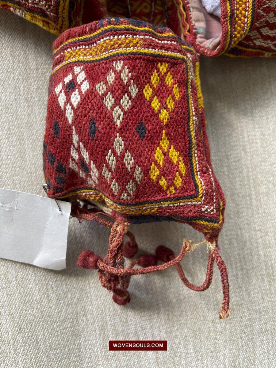 1549 Vintage Banjara Hanging Pouch - unusual format-WOVENSOULS-Antique-Vintage-Textiles-Art-Decor