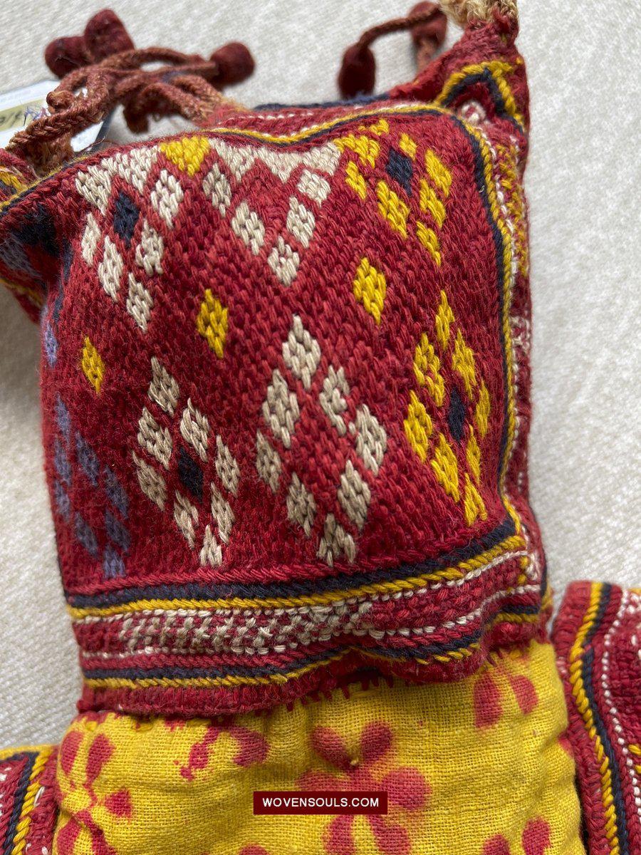 1549 Vintage Banjara Hanging Pouch - unusual format-WOVENSOULS-Antique-Vintage-Textiles-Art-Decor