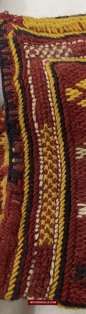 1549 Vintage Banjara Hanging Pouch - unusual format-WOVENSOULS-Antique-Vintage-Textiles-Art-Decor