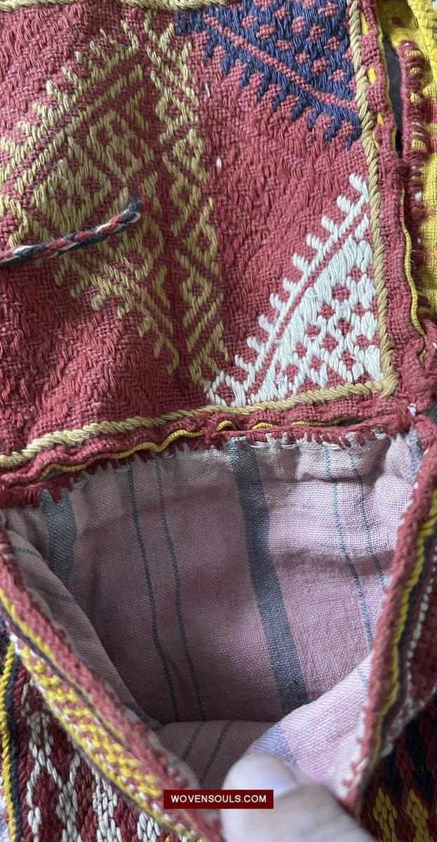 1549 Vintage Banjara Hanging Pouch - unusual format-WOVENSOULS-Antique-Vintage-Textiles-Art-Decor