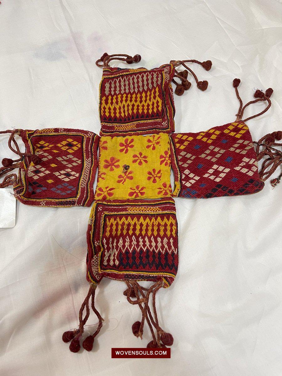 1549 Vintage Banjara Hanging Pouch - unusual format-WOVENSOULS-Antique-Vintage-Textiles-Art-Decor