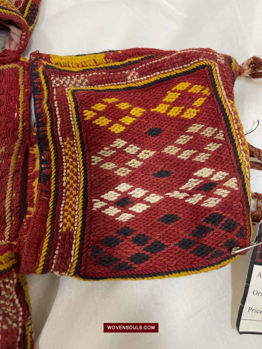 1549 Vintage Banjara Hanging Pouch - unusual format-WOVENSOULS-Antique-Vintage-Textiles-Art-Decor