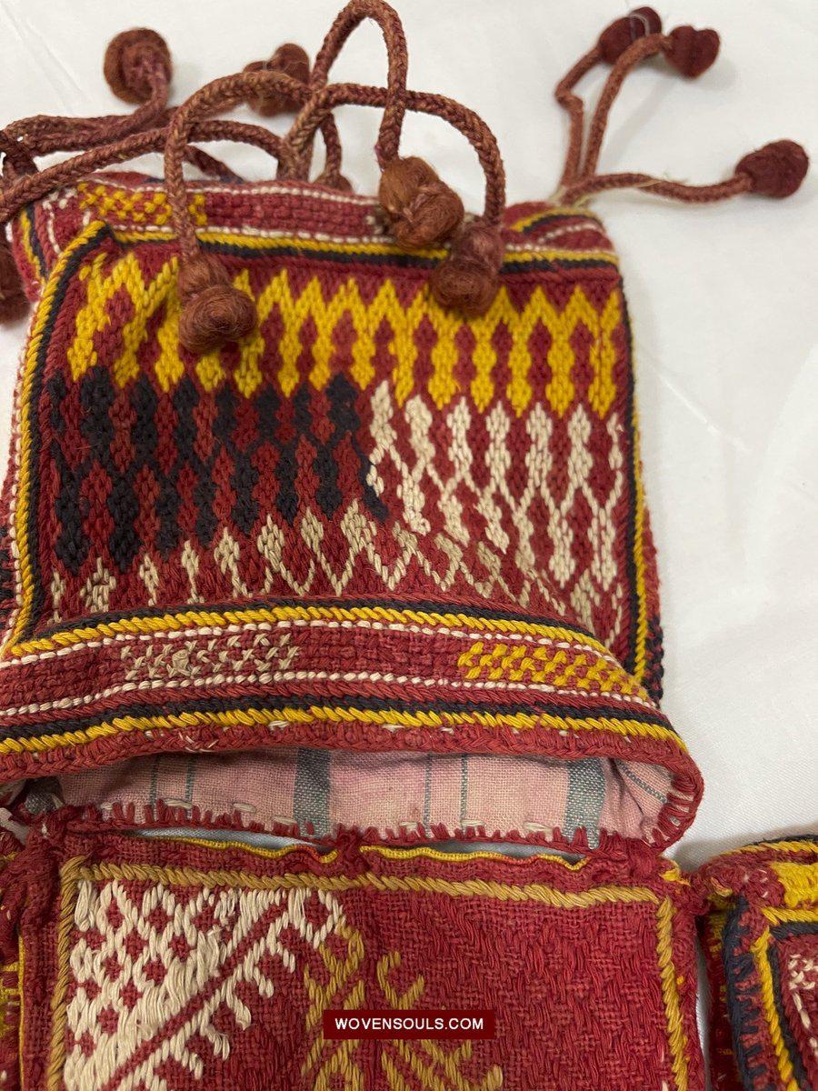 1549 Vintage Banjara Hanging Pouch - unusual format-WOVENSOULS-Antique-Vintage-Textiles-Art-Decor
