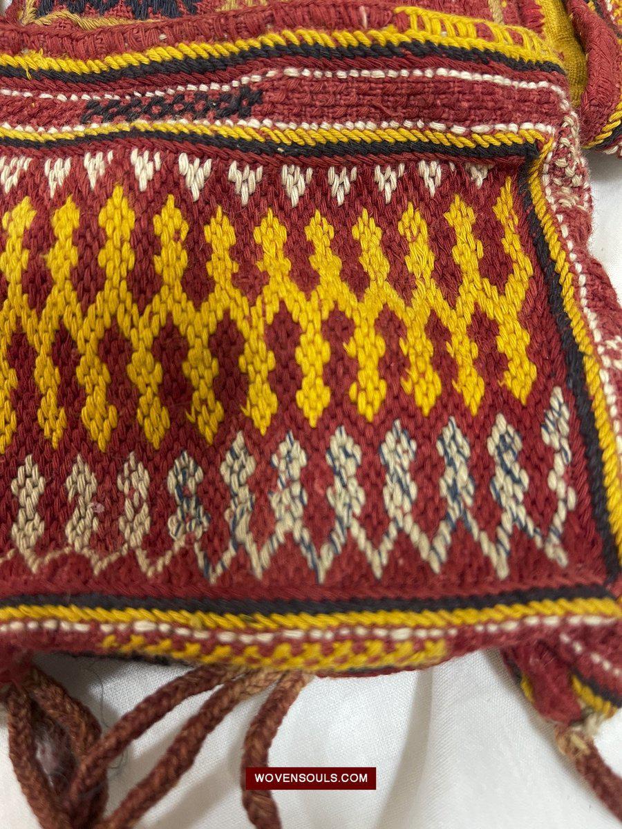 1549 Vintage Banjara Hanging Pouch - unusual format-WOVENSOULS-Antique-Vintage-Textiles-Art-Decor
