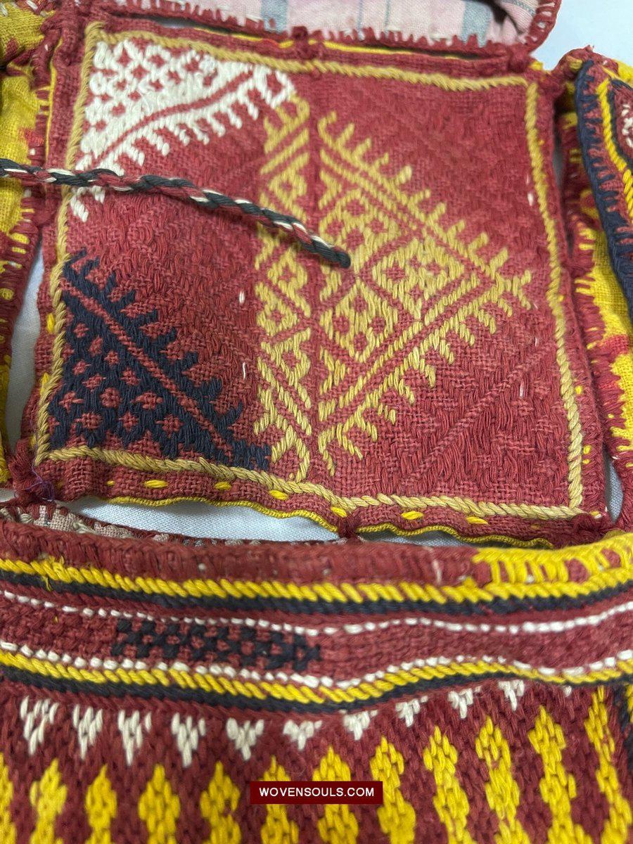 1549 Vintage Banjara Hanging Pouch - unusual format-WOVENSOULS-Antique-Vintage-Textiles-Art-Decor