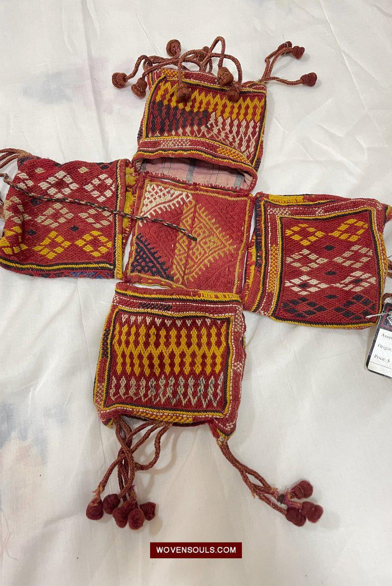 1549 Vintage Banjara Hanging Pouch - unusual format-WOVENSOULS-Antique-Vintage-Textiles-Art-Decor