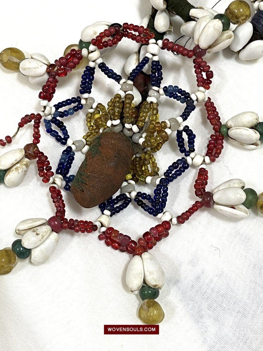 1550 Rare Vintage Beaded Tassels Tribal Hair Ornament Fumtu-WOVENSOULS-Antique-Vintage-Textiles-Art-Decor