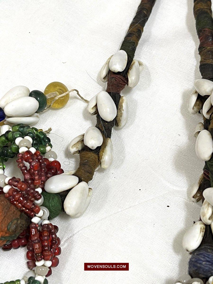 1550 Rare Vintage Beaded Tassels Tribal Hair Ornament Fumtu-WOVENSOULS-Antique-Vintage-Textiles-Art-Decor