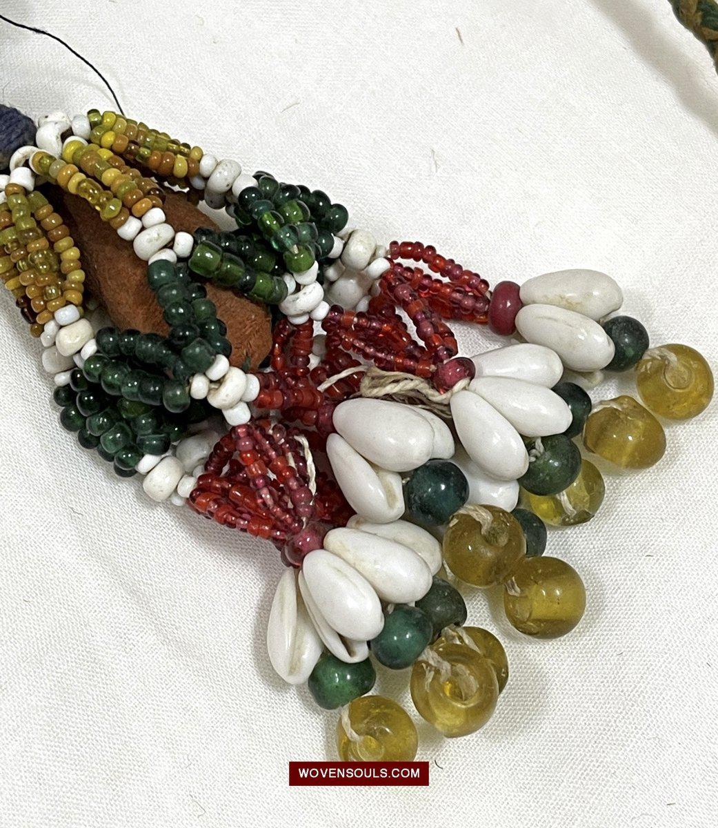 1550 Rare Vintage Beaded Tassels Tribal Hair Ornament Fumtu-WOVENSOULS-Antique-Vintage-Textiles-Art-Decor
