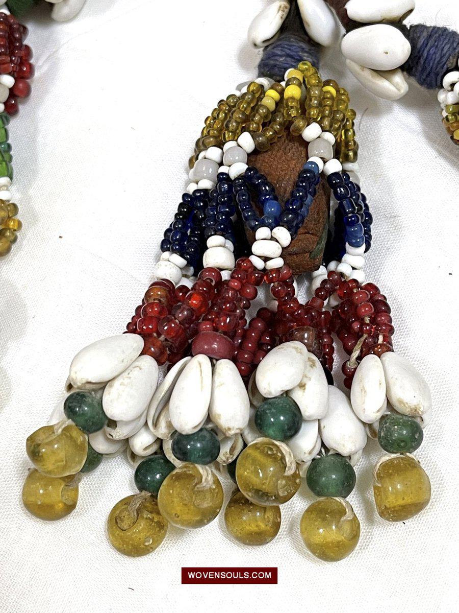 1550 Rare Vintage Beaded Tassels Tribal Hair Ornament Fumtu-WOVENSOULS-Antique-Vintage-Textiles-Art-Decor