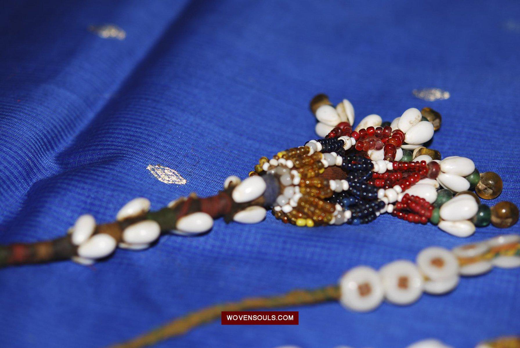 1550 Rare Vintage Beaded Tassels Tribal Hair Ornament Fumtu-WOVENSOULS-Antique-Vintage-Textiles-Art-Decor