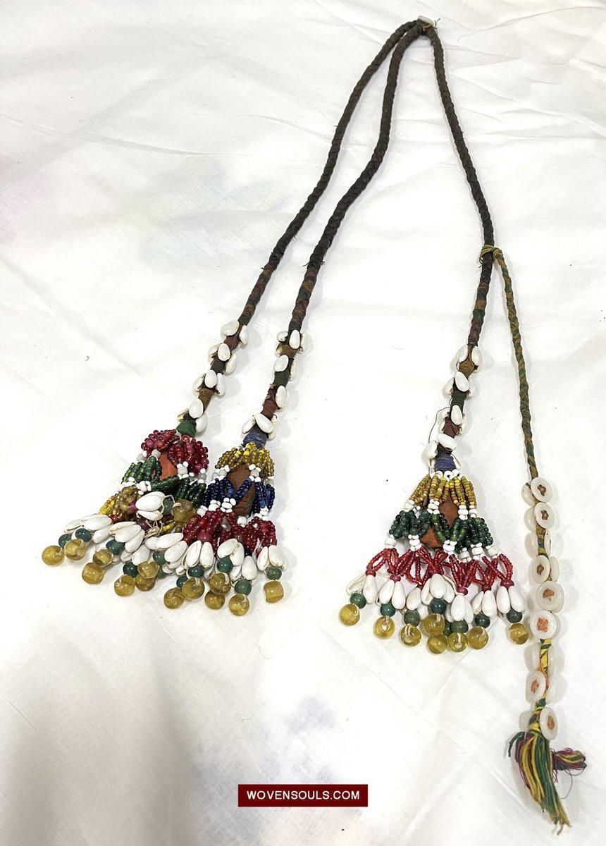 1550 Rare Vintage Beaded Tassels Tribal Hair Ornament Fumtu-WOVENSOULS-Antique-Vintage-Textiles-Art-Decor