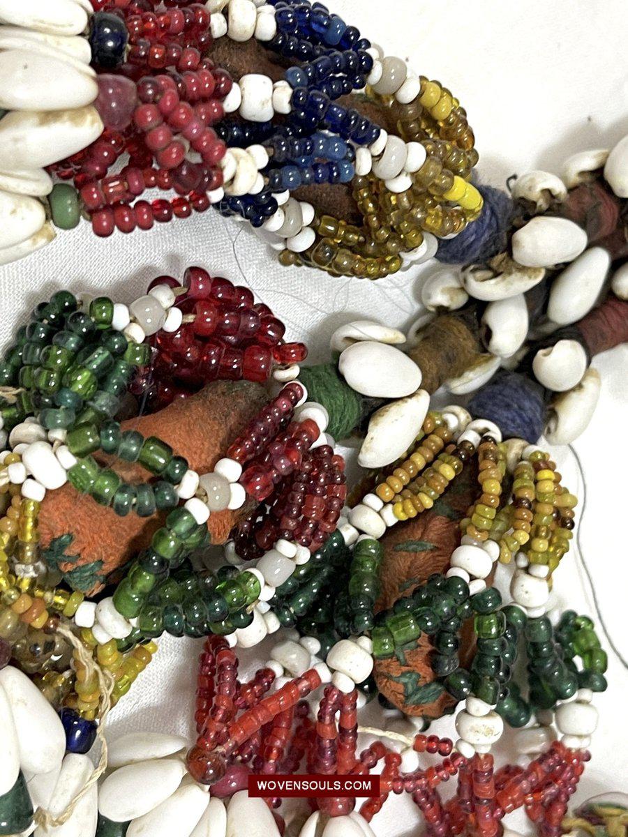 1550 Rare Vintage Beaded Tassels Tribal Hair Ornament Fumtu-WOVENSOULS-Antique-Vintage-Textiles-Art-Decor