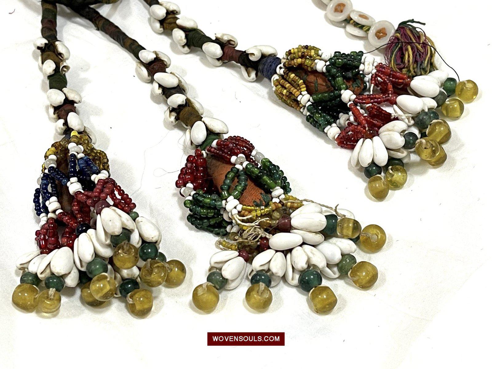 1550 Rare Vintage Beaded Tassels Tribal Hair Ornament Fumtu-WOVENSOULS-Antique-Vintage-Textiles-Art-Decor