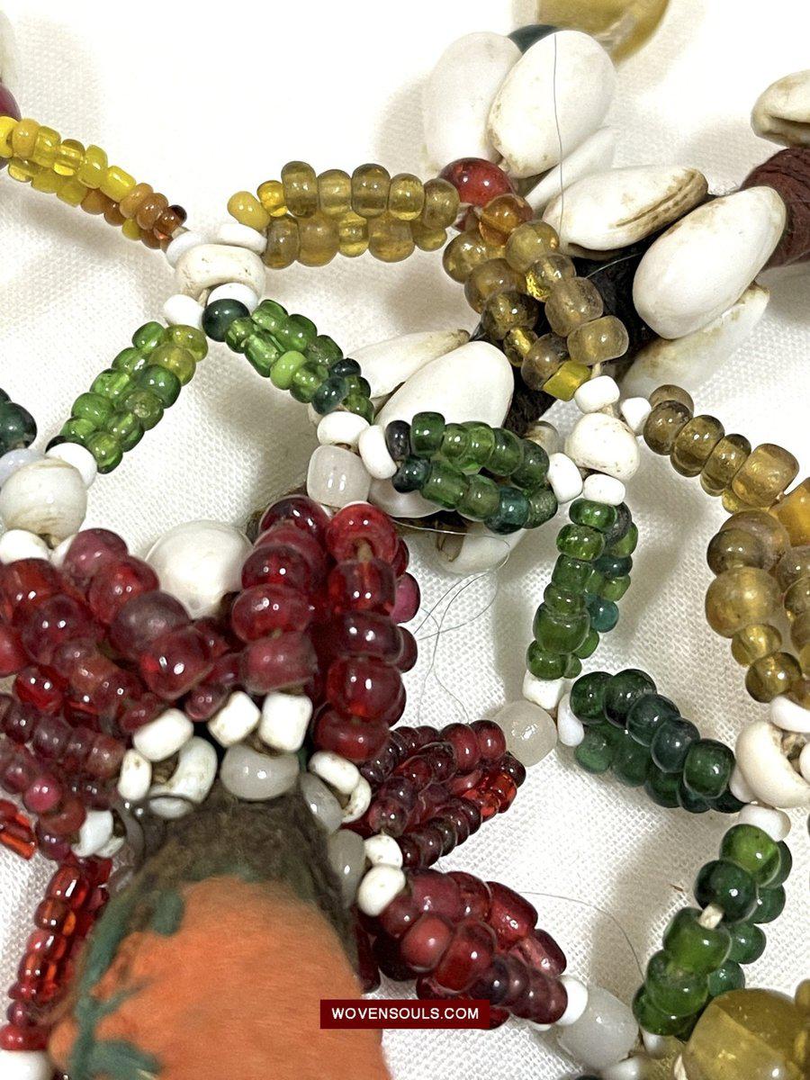 1550 Rare Vintage Beaded Tassels Tribal Hair Ornament Fumtu-WOVENSOULS-Antique-Vintage-Textiles-Art-Decor