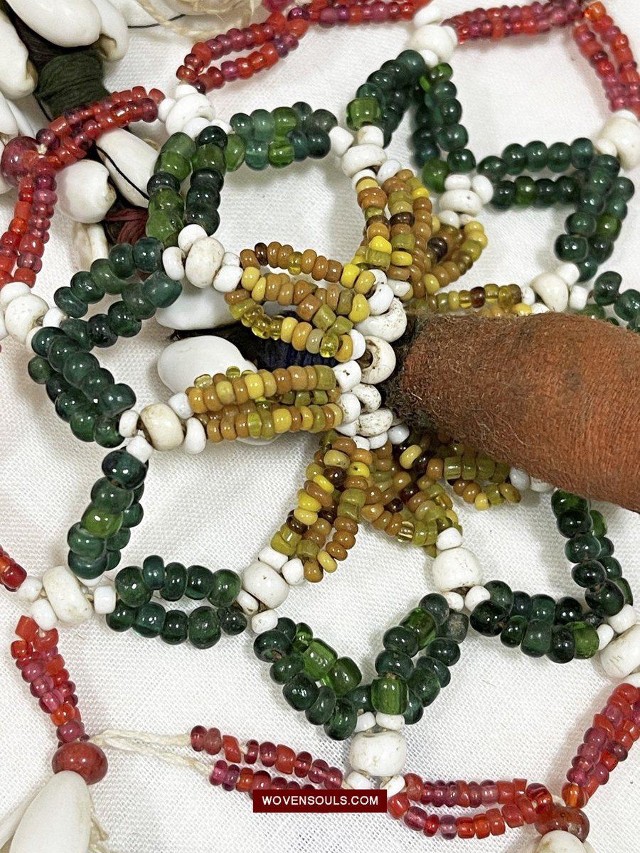 1550 Rare Vintage Beaded Tassels Tribal Hair Ornament Fumtu-WOVENSOULS-Antique-Vintage-Textiles-Art-Decor