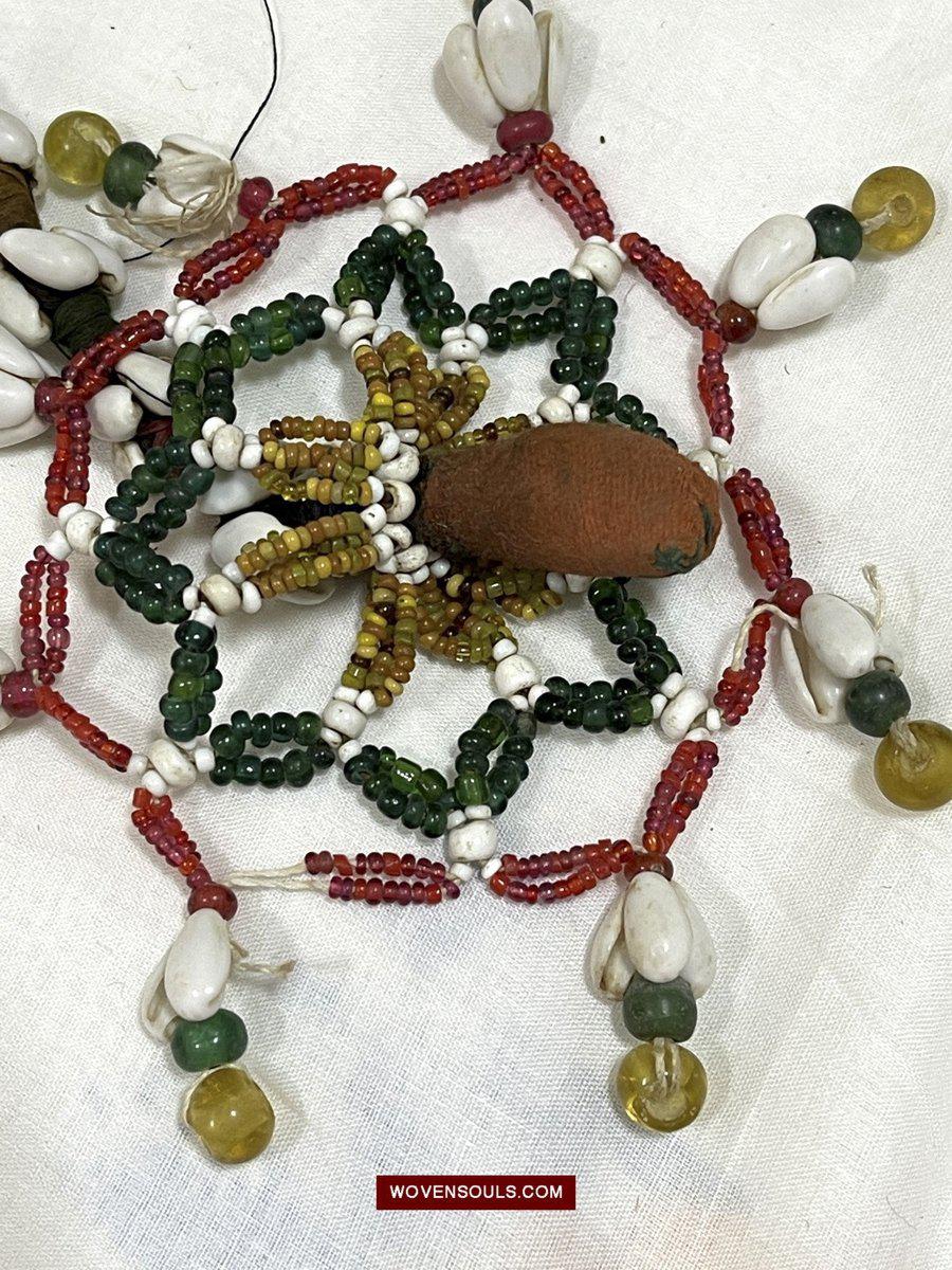 1550 Rare Vintage Beaded Tassels Tribal Hair Ornament Fumtu-WOVENSOULS-Antique-Vintage-Textiles-Art-Decor