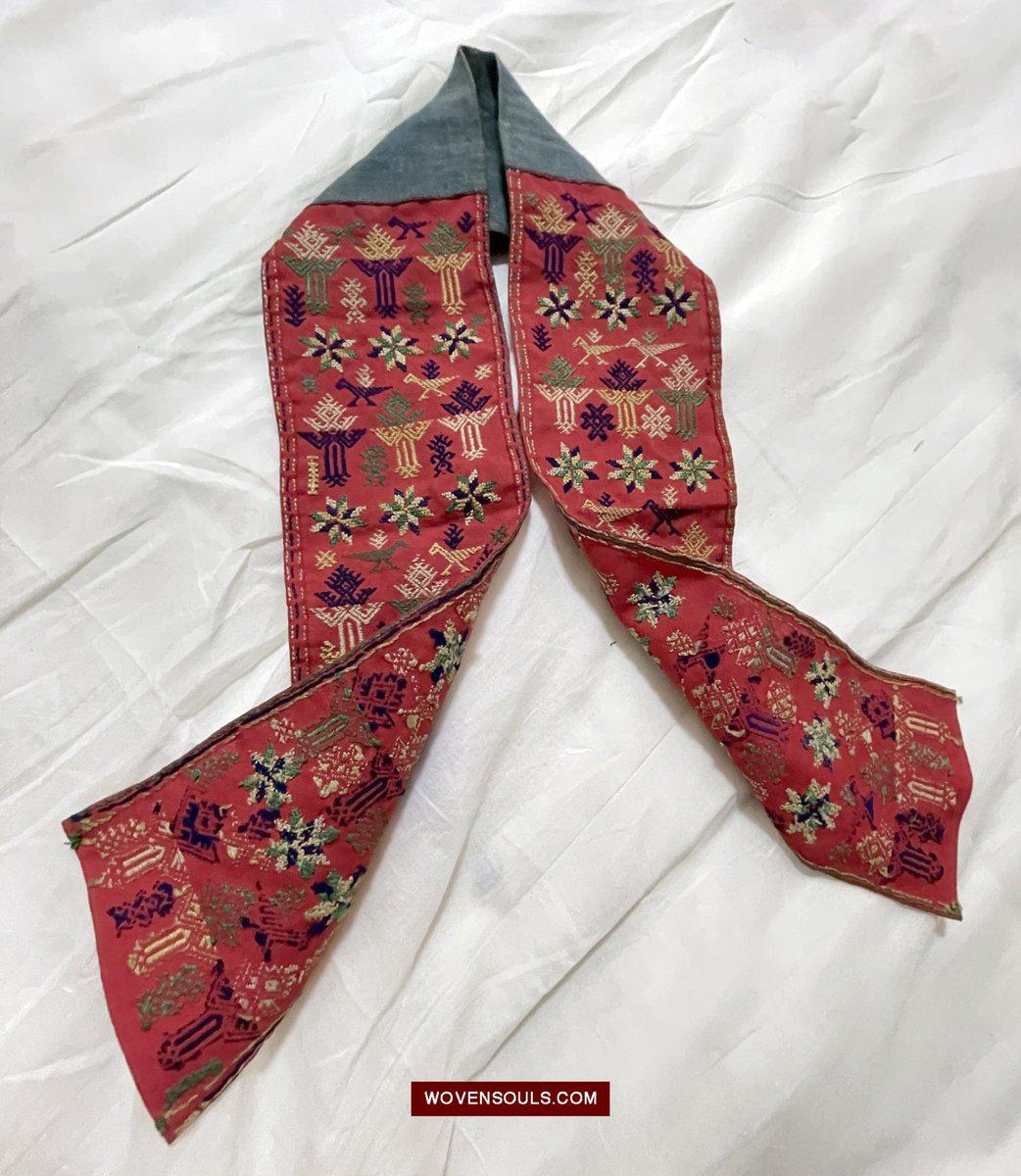 1551 Old Chinese Ethnic Minority Embroidery Band-WOVENSOULS-Antique-Vintage-Textiles-Art-Decor