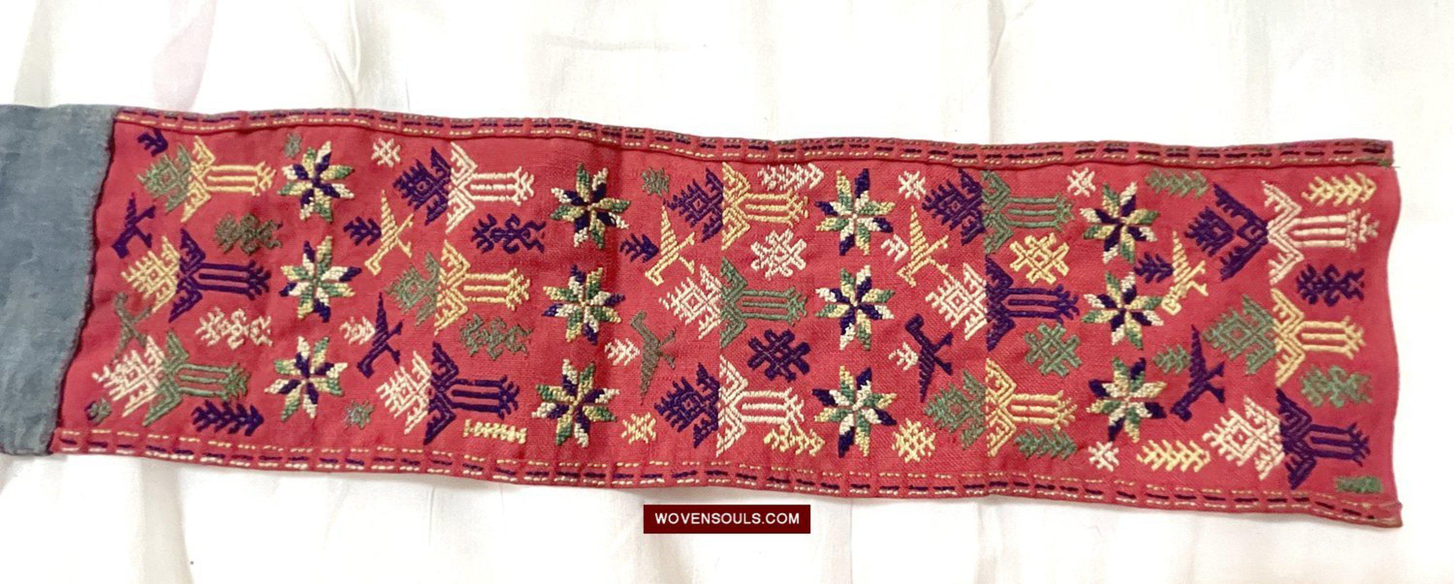 1551 Old Chinese Ethnic Minority Embroidery Band-WOVENSOULS-Antique-Vintage-Textiles-Art-Decor