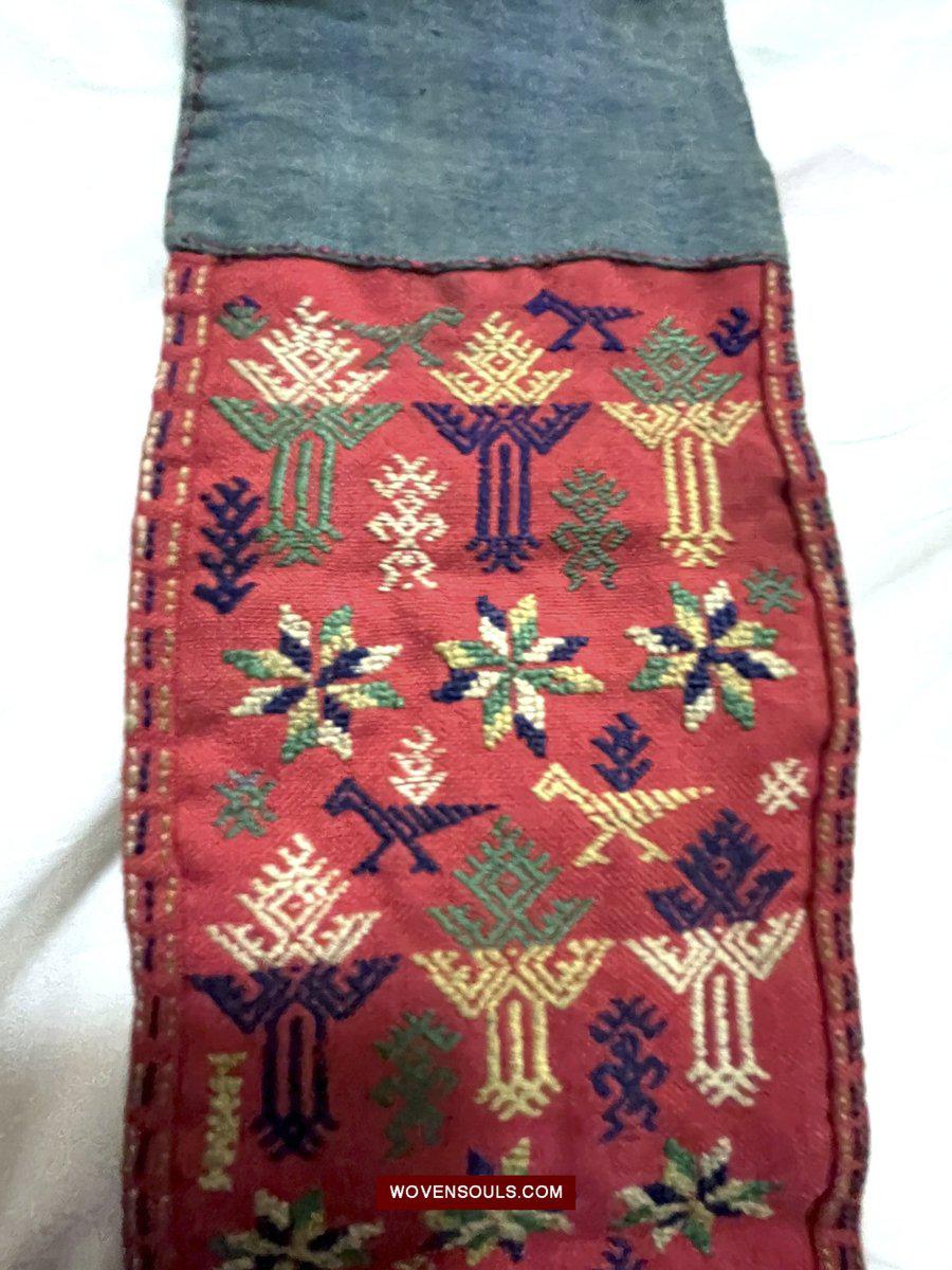 1551 Old Chinese Ethnic Minority Embroidery Band-WOVENSOULS-Antique-Vintage-Textiles-Art-Decor
