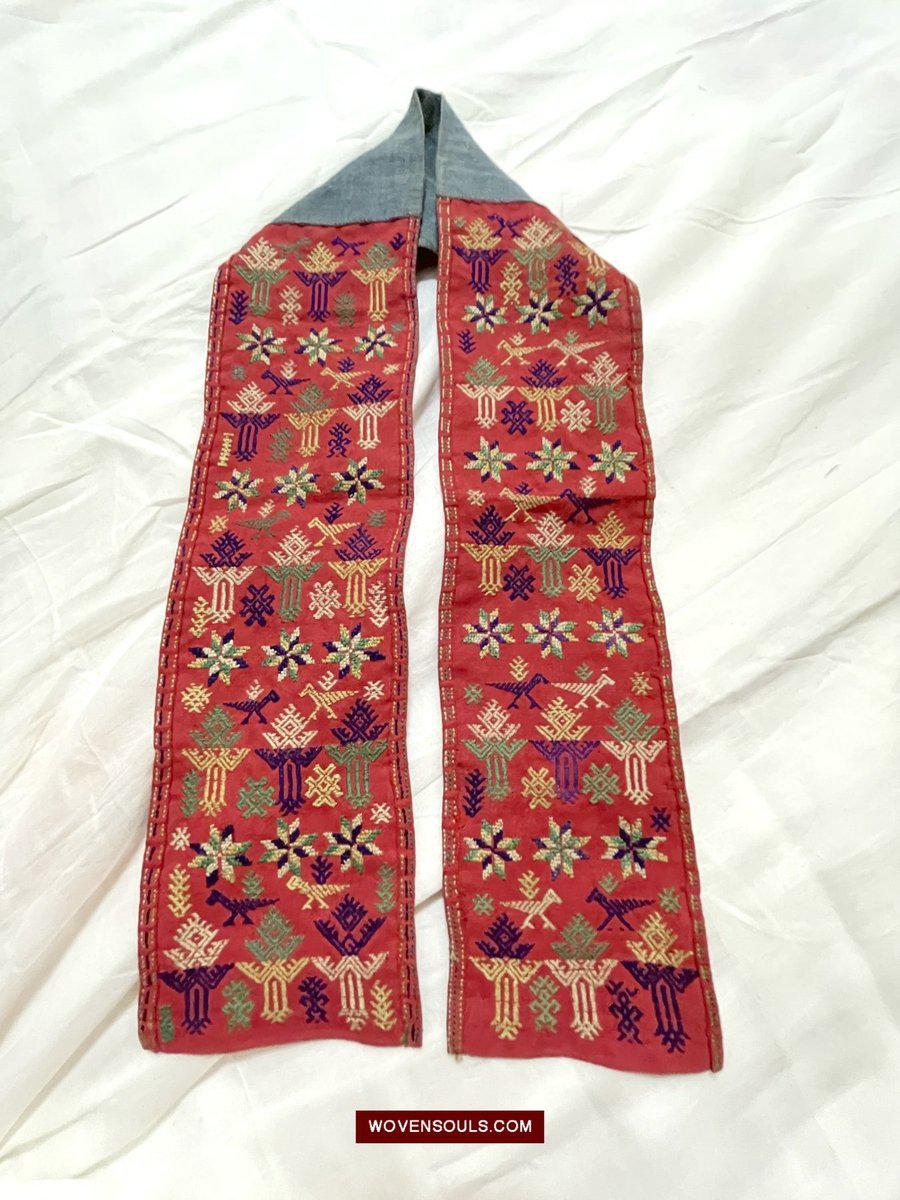 1551 Old Chinese Ethnic Minority Embroidery Band-WOVENSOULS-Antique-Vintage-Textiles-Art-Decor