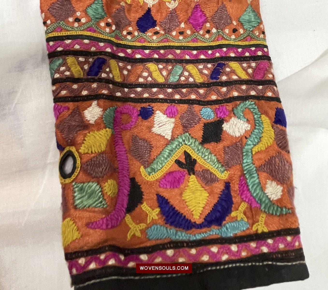 1552 Superb Choli Blouse - Vintage Rabari Embroidery on Mashru cloth Gujarat-WOVENSOULS-Antique-Vintage-Textiles-Art-Decor