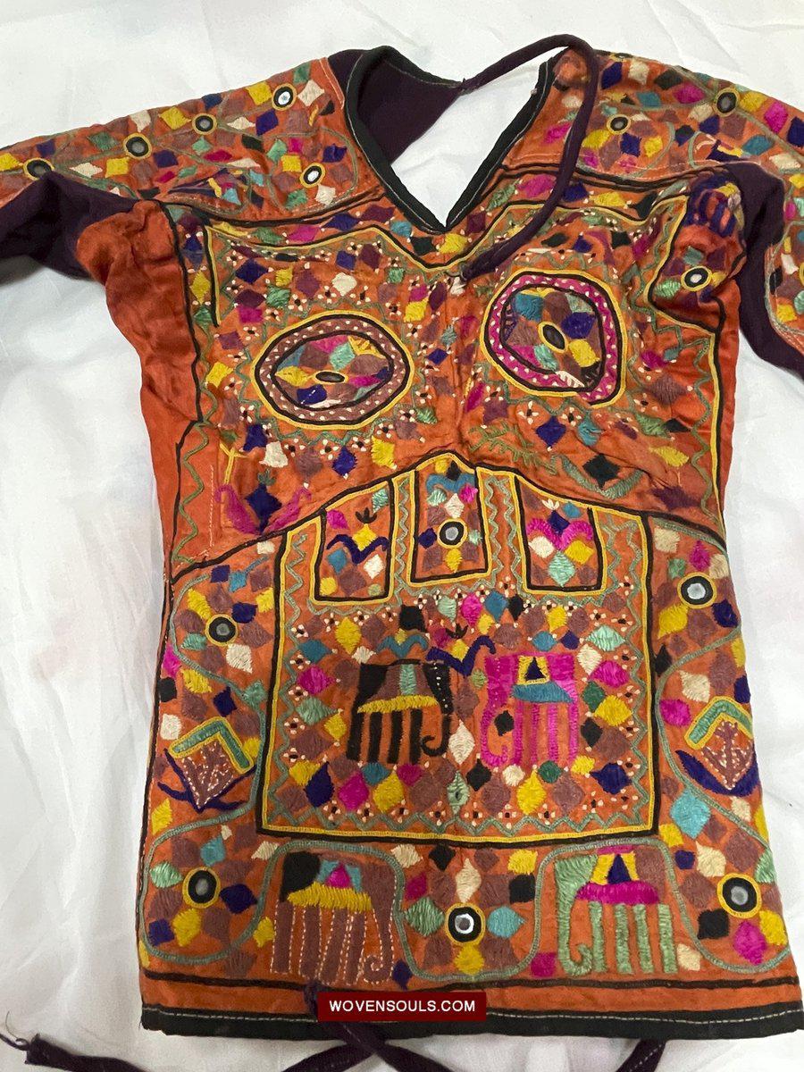 1552 Superb Choli Blouse - Vintage Rabari Embroidery on Mashru cloth Gujarat-WOVENSOULS-Antique-Vintage-Textiles-Art-Decor
